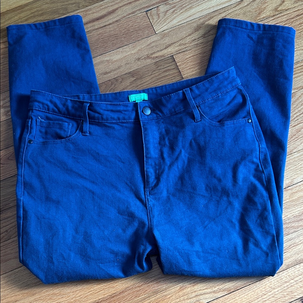 United Colors Of Benetton Dark Blue, Straight Leg, Ankle Length Pant